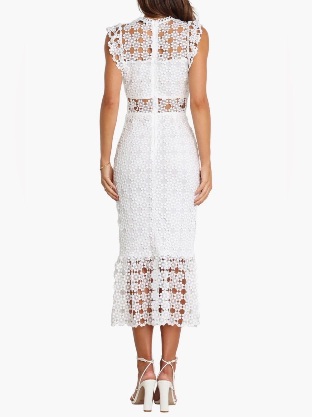 White Crochet Midi Dress - Picture 3 of 16